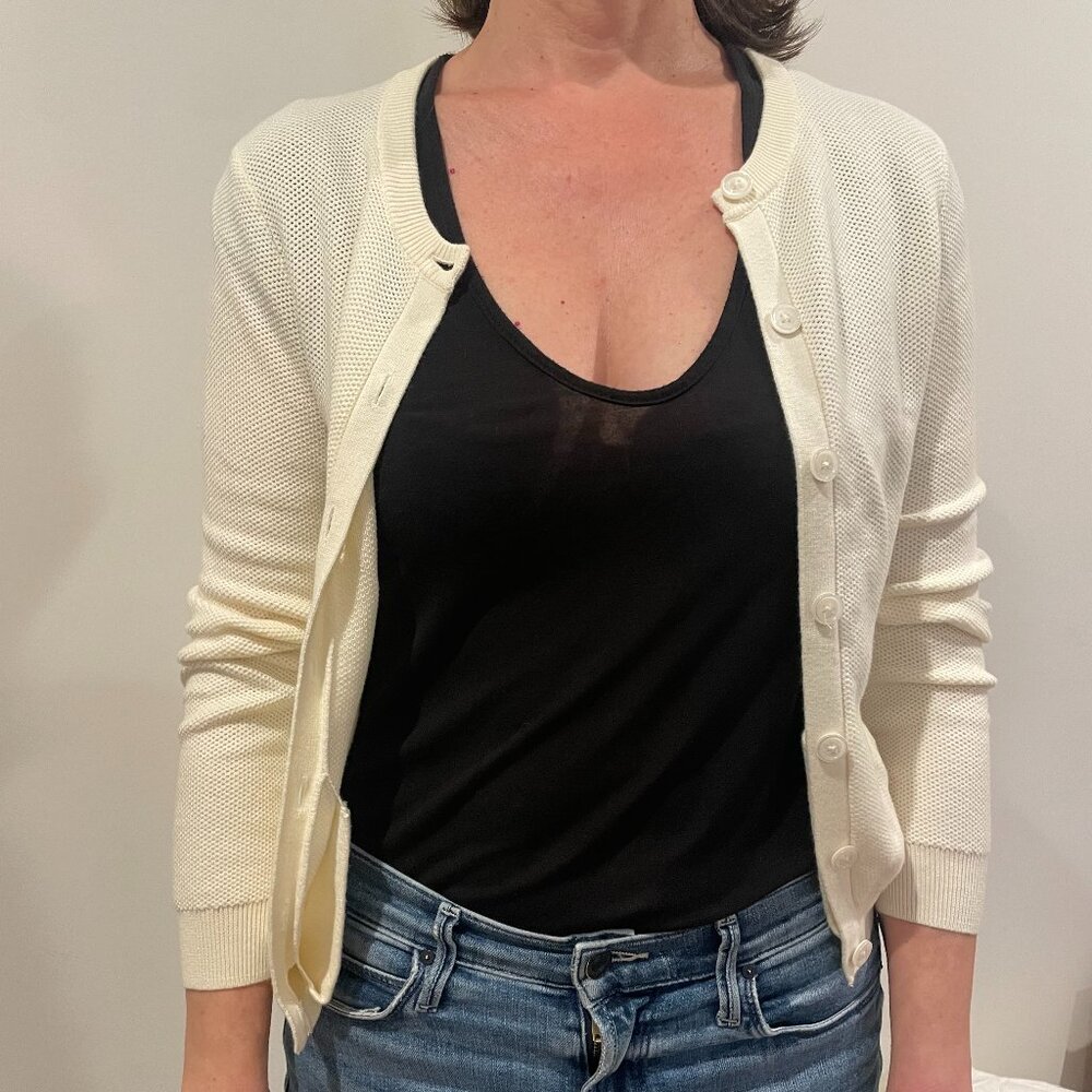 Brooks Brothers Fleece Cream Cardigan